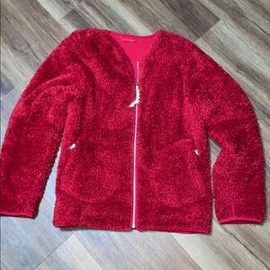 Lululemon Oh So Sherpa Full Zip Fleece Jacket Coat Red Size 12